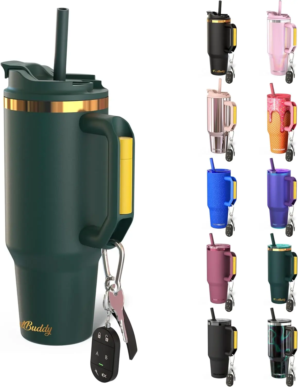 

Термокружка из нержавеющей стали на 40 унций с вакуумной изоляцией, крышкой и соломинкой, дорожная кружка для горячих и холодных напитков, подходит для подстаканников