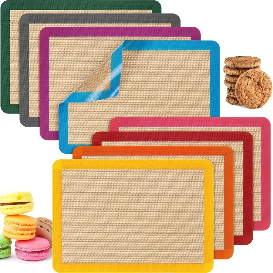 

8 Pieces Silicone Baking Mat Non-stick Silicone Baking Half Sheet 16.5'' x 11.6'' Silicones Cookie Sheet Easy Clean Oven Cookie