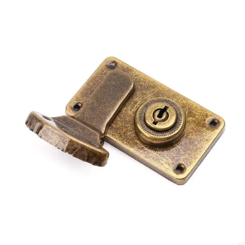 

Bronze Tone Leather Suitcase Buckle Box Vintage Metal Lock Antique Toggle Hasp L Q5WC
