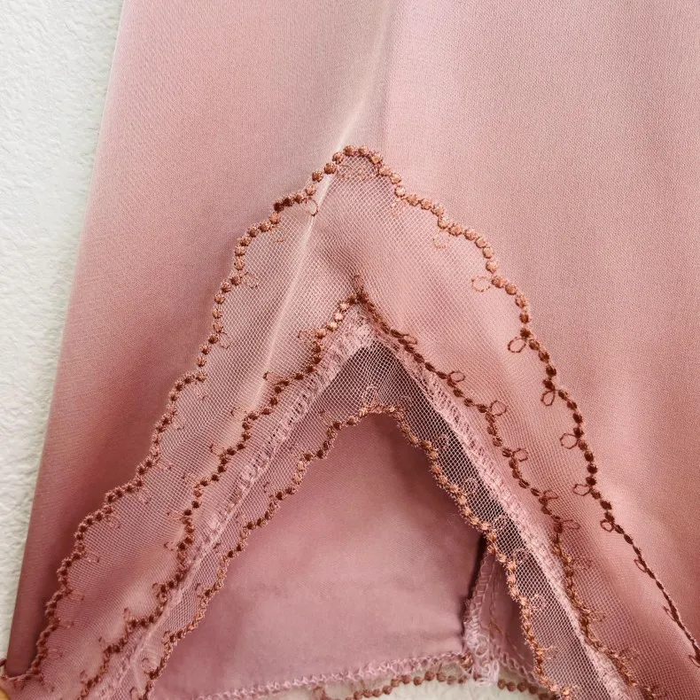Pink Hollow Out Lace 2Pcs Robes Suit Sexy Silk Satin Kimono Robe Gown Women Bathrobe Lace Patchwork Lingerie Spaghetti Strap