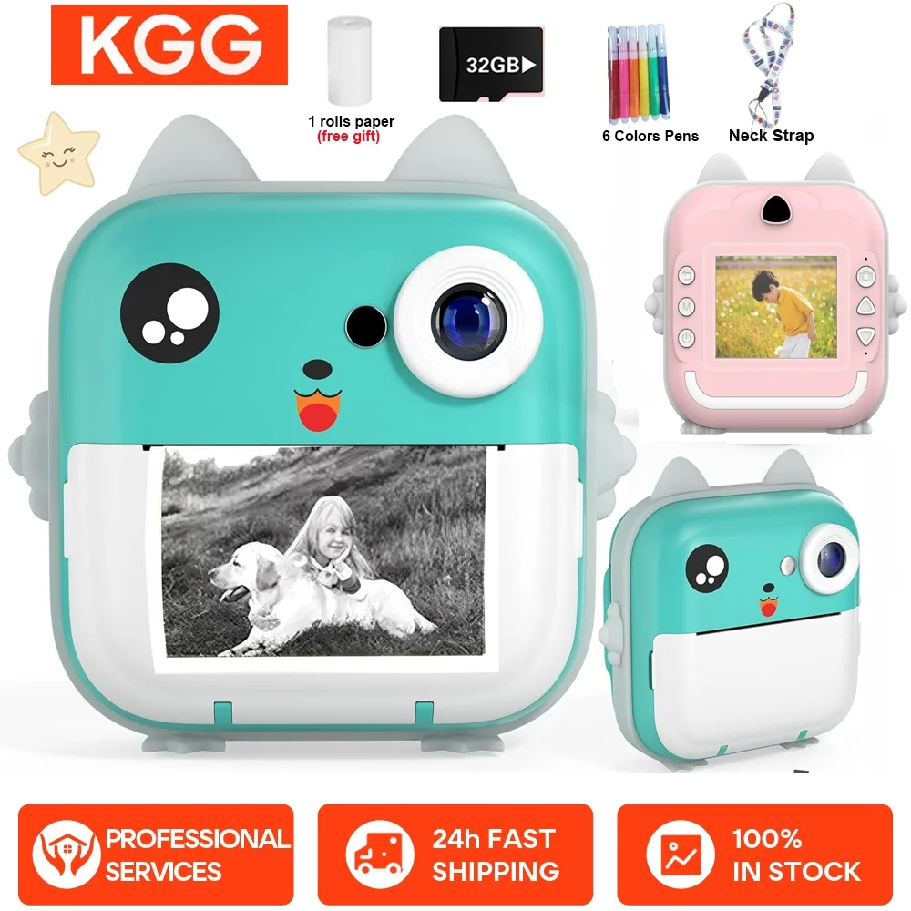 Kids Camera Instant Print Children Digital Video Camera Photo Thermal Printing Educational Toys Color Pen Option Boys Girls Gift