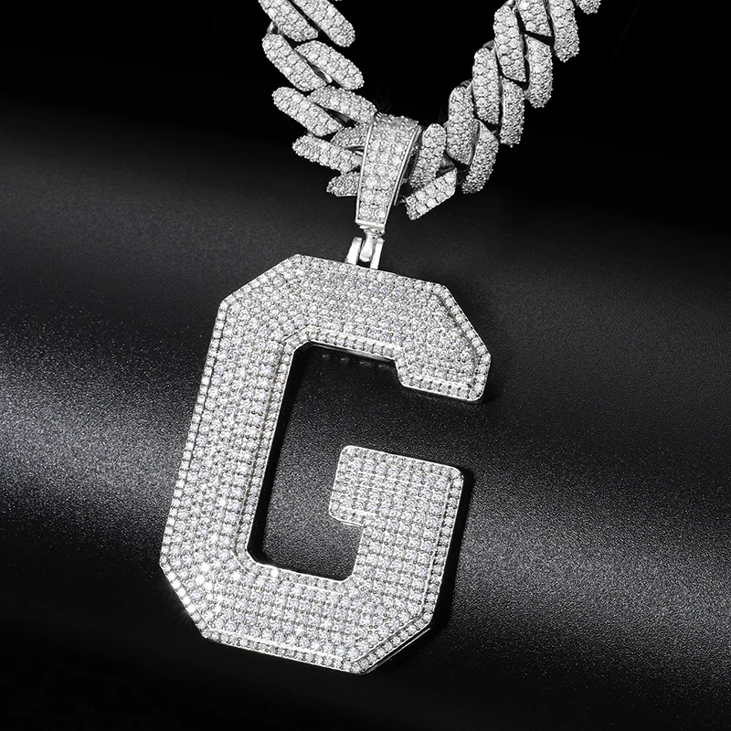 High Quality Simple Styles Letter Pendant Silver 925 Moissanite Iced Out Custom Name Pendant For Men Hip Hop Jewelry Gifts