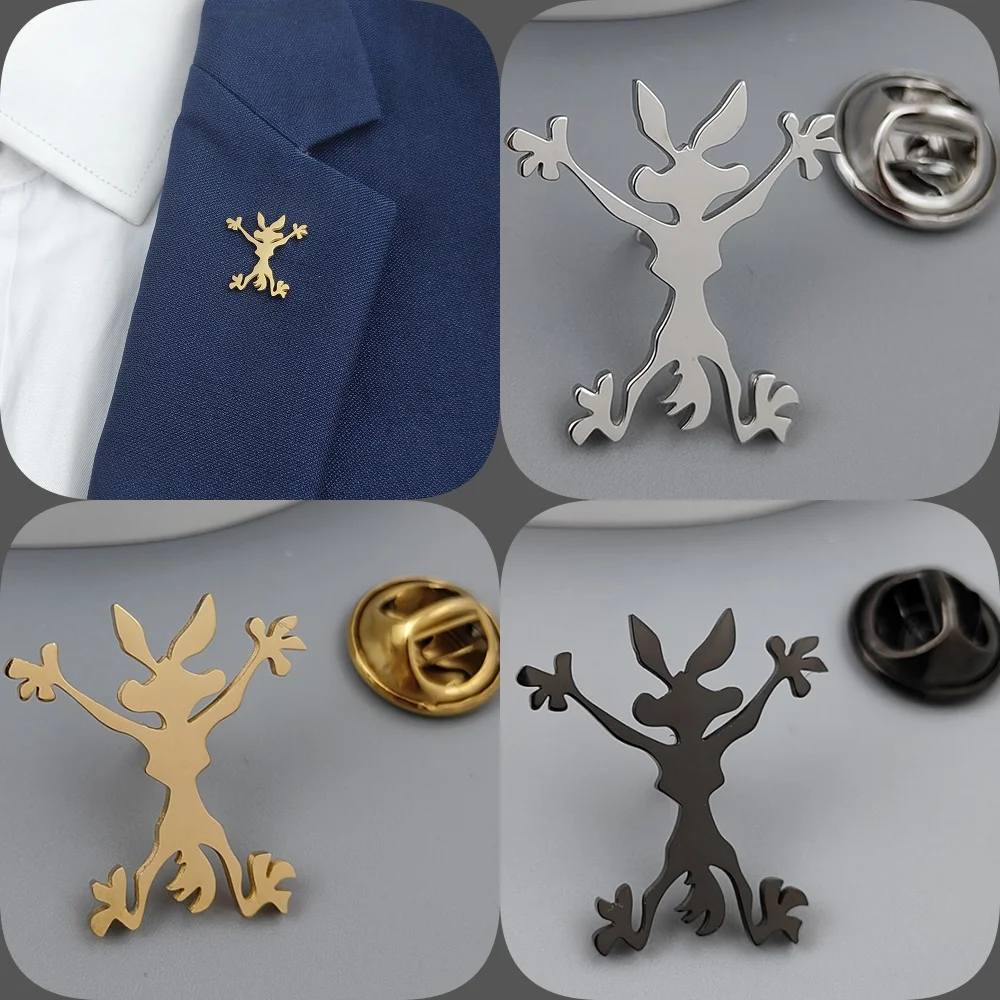 Novo alfinete de lapela de coelho interessante, crachá de metal elegante, broche de estilo fofo, acessórios de roupas, adequado para festas de jantar