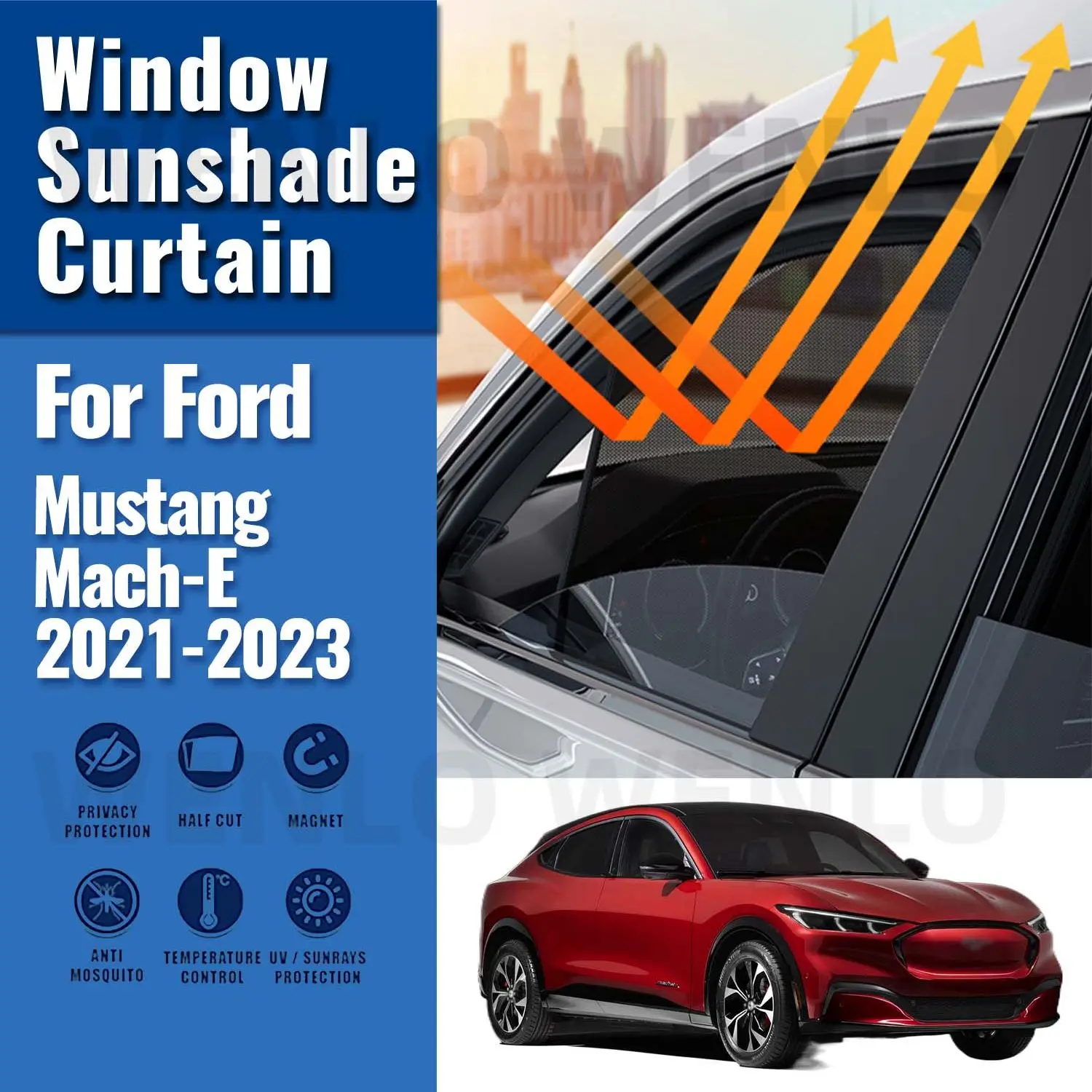 

For Ford Mustang Mach-E 2021-2023 Car Sunshade Front Windshield accessories Vehicle Curtain Side Window Sun Shade Visor