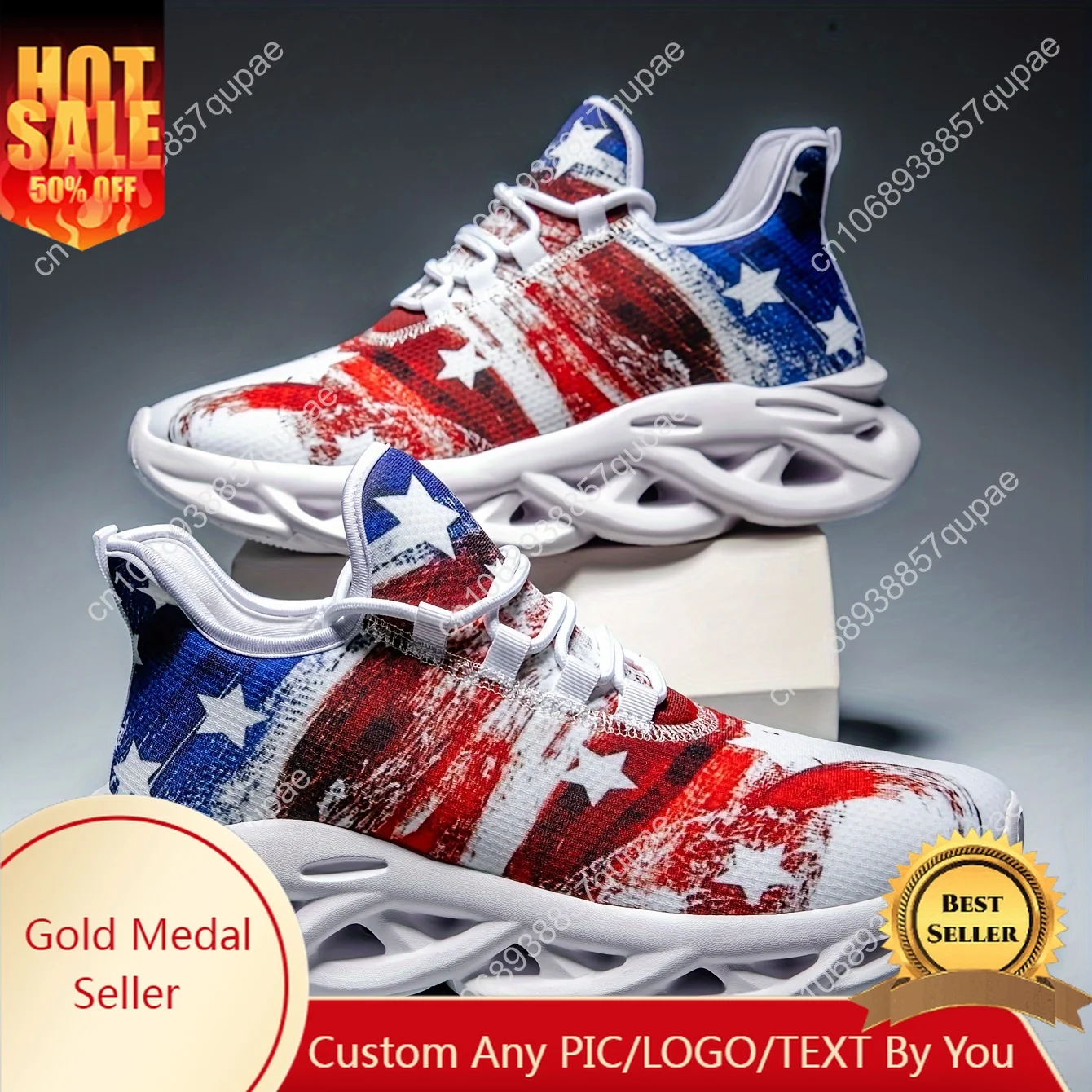 

Independence Day Theme Print Flats Sneakers Mens Womens Sports Running Shoes High Quality DIY Sneaker customization Shoe