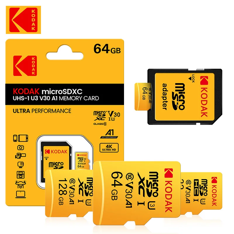 Kodak U3 Micro TF Card with Capacity of 32G, 64G, 128G and 256G, UHS-I High-Speed TF Storage Requirements