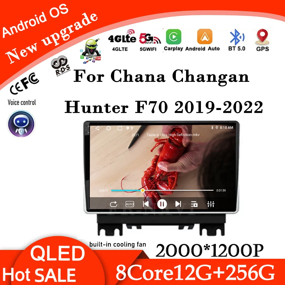 For Changan Chana Hunter F70 2019-2022 QLED Touch Screen Car Radio Multimedia Video Player Navigation GPS Android 16 System BT
