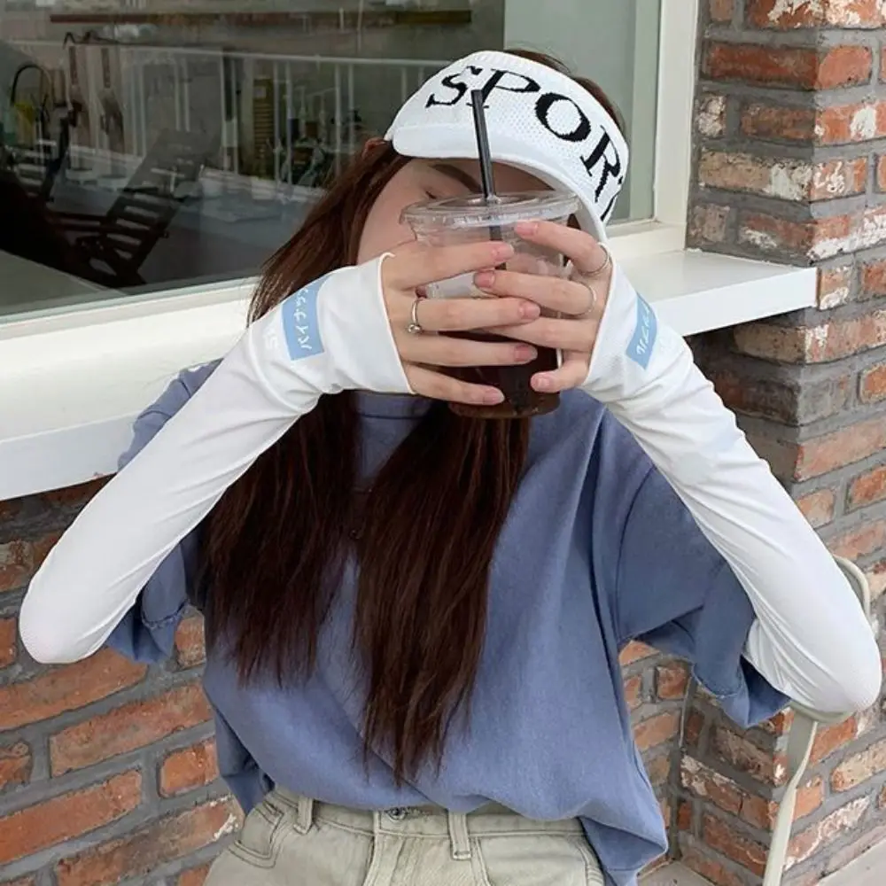 Новые рукава из ледяного шелка, защита от ультрафиолета, тонкие рукава до половины пальцев, длинные перчатки с сенсорным экраном, езда, вождение