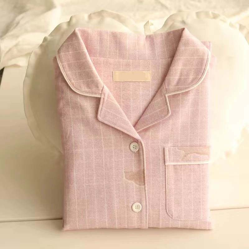 Plaid Cotton Pajamas Set New Couple Style Spring Autumn Pyjama Home Clothes For Men Women Pijama Suitable For Sleeping