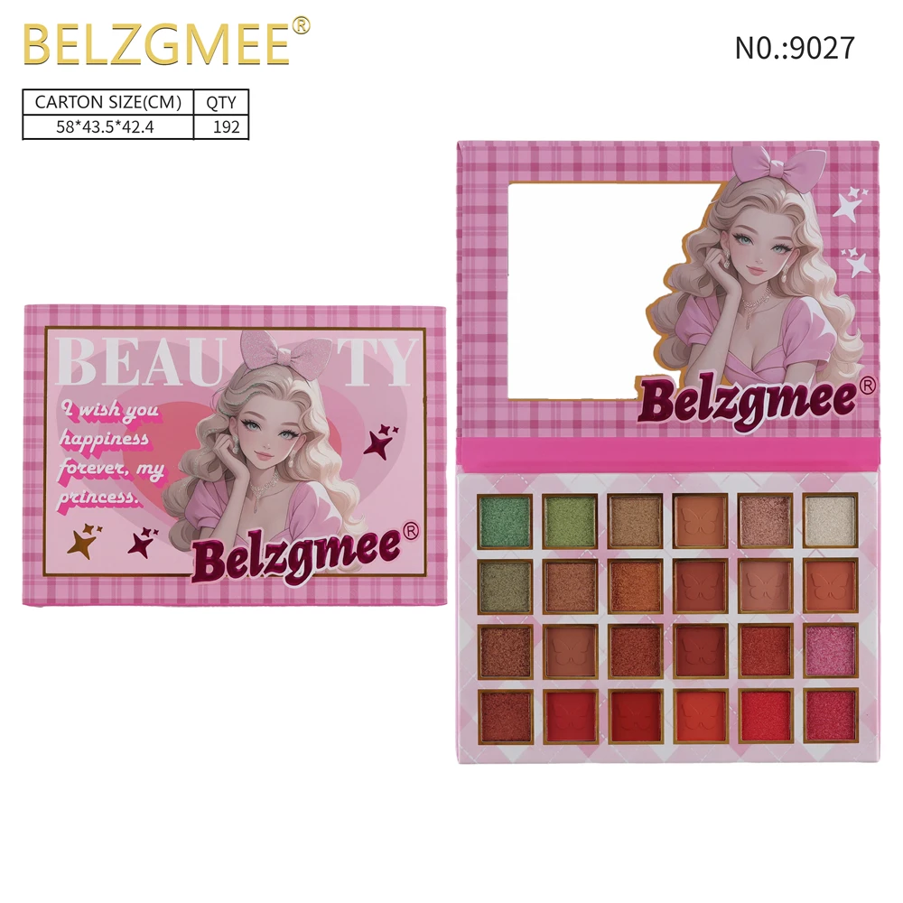 BELZGMEE 24 Colors Beauty Girl Bright Eye Shadow Palette Book Wholesal Glitter Eyeshadow Professional Makeup for DIY Cosplay