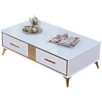 For Coffee Table TV Cabinet Set Light Luxury Painted Marble Modern Neo-classical Living Room Furniture Coffee Table Table Coffee