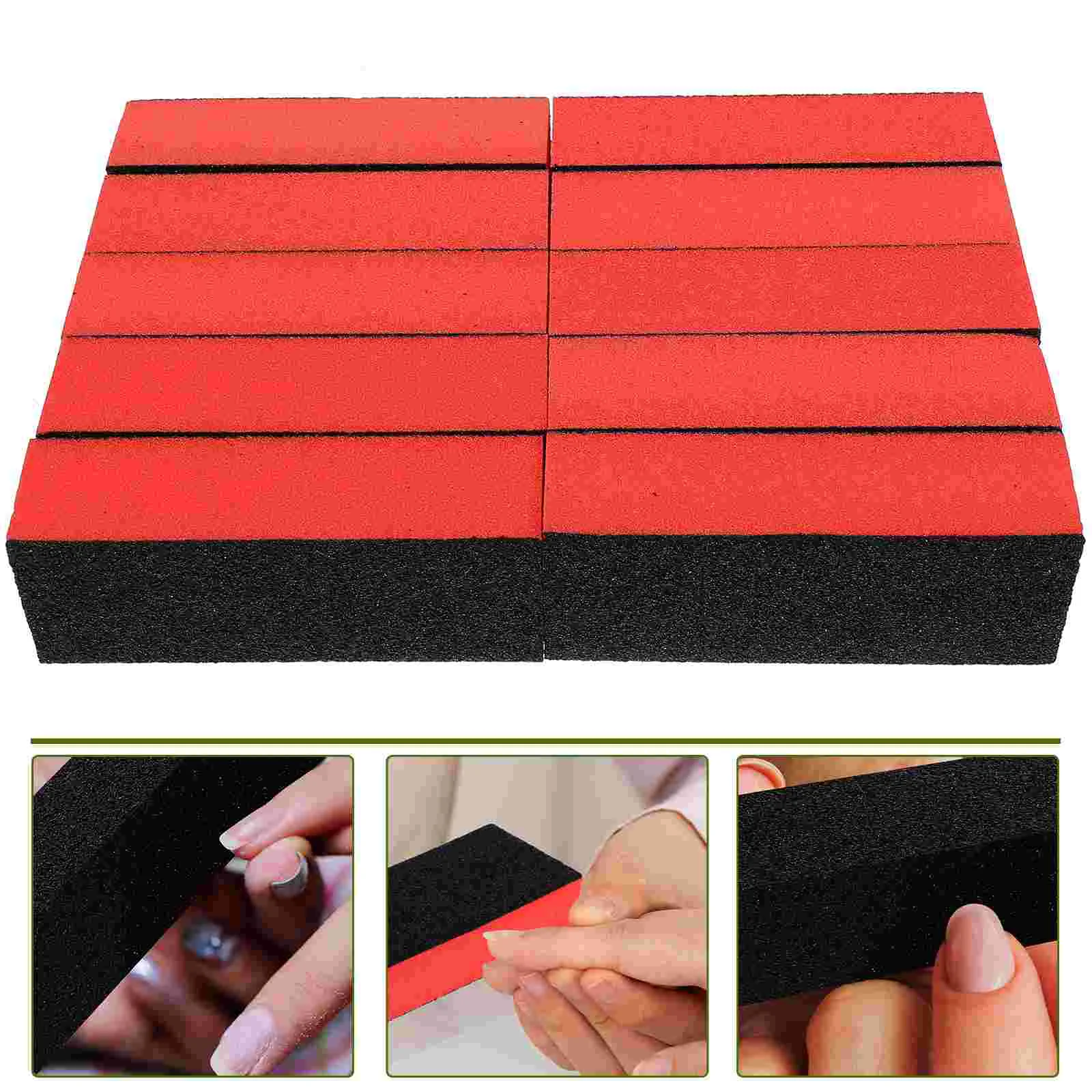 10pcs Sponge Nail Finishing Polisher 4 Way Buffer Buffing Block Manicure File Polishing Smooth Tool (Black)