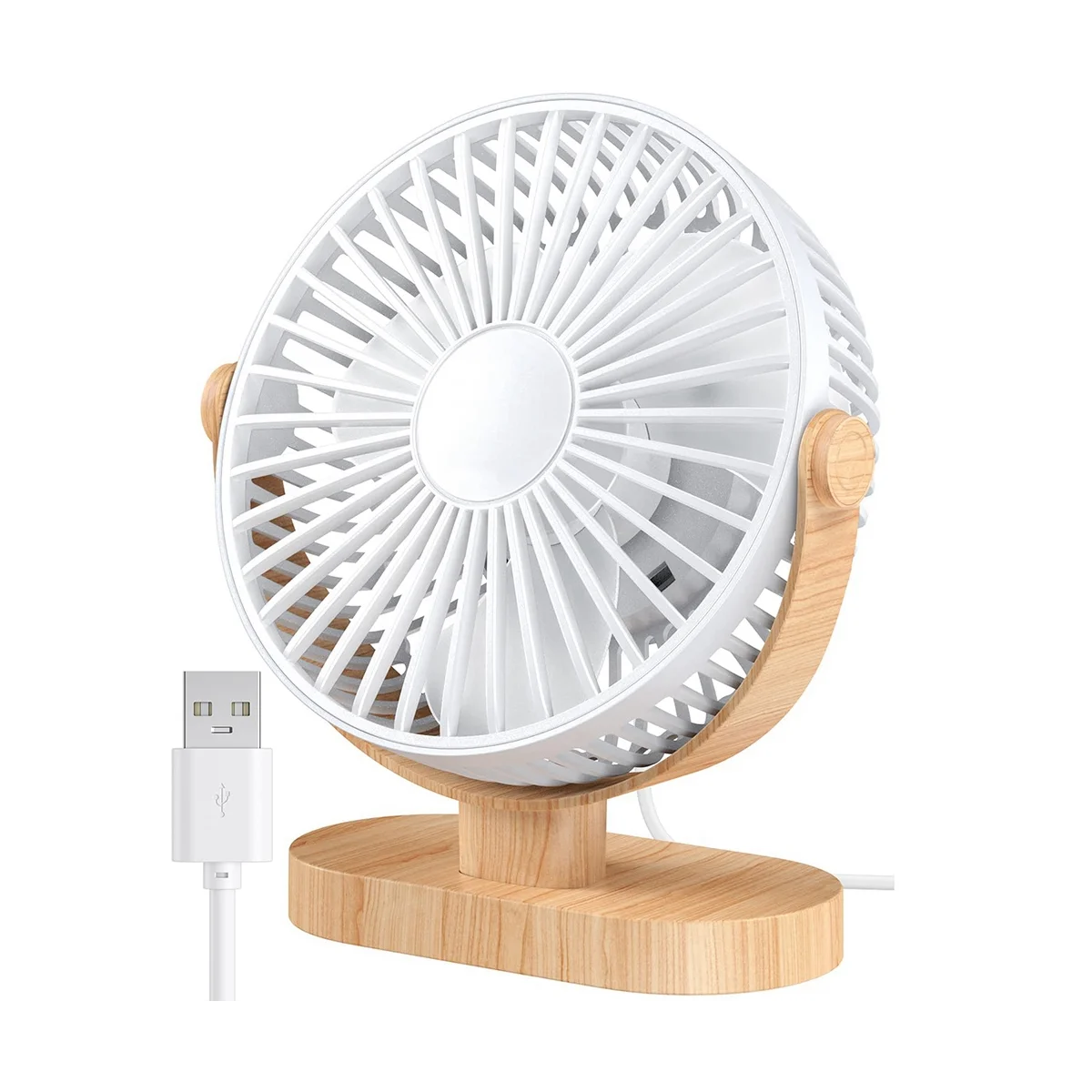 

6.5 Inch USB Desk Fan 3 Speeds Quiet Portable Desktop Table Fan 360° Adjustment Personal Mini Fan for Home Office White