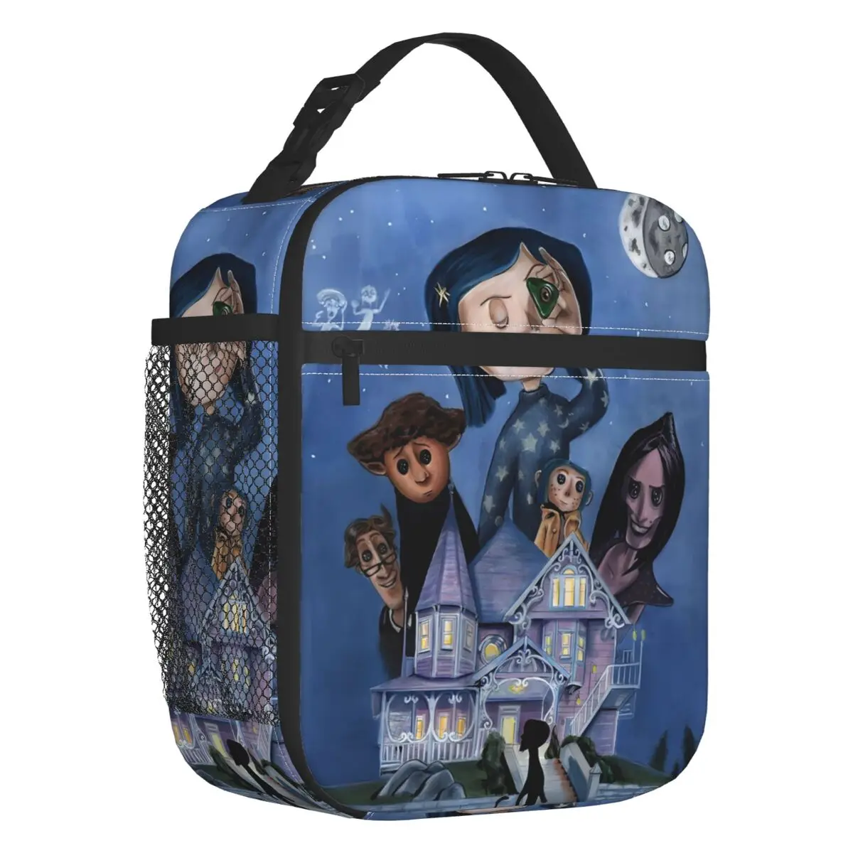 

Custom Coraline Twitchy Witchy Girl Lunch Bag Cooler Thermal Horror Scary Movie Insulated Lunch Boxes for Kids School