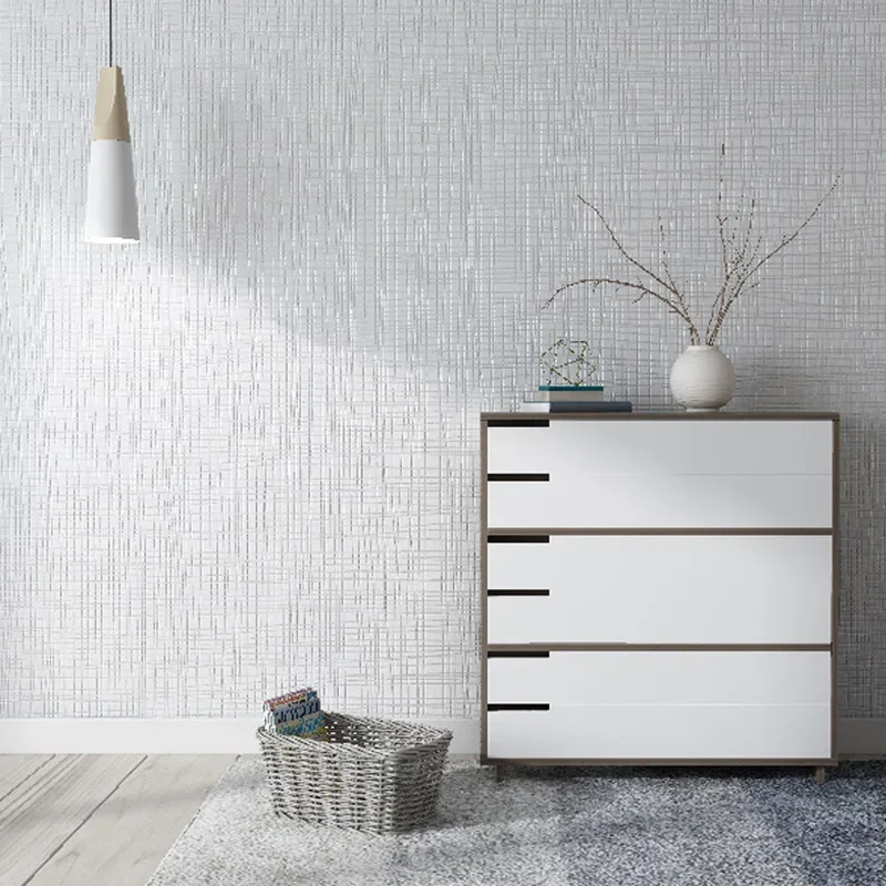 Modern simple pure plain non-woven grey wallpaper bedroom living room hotel cloth linen Nordic wallpaper