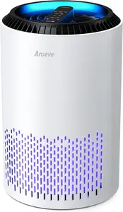 Air Purifier for Bedroom, 3-Layer Filter for Smoke Pollen Allergies, Quiet Sleep Mode, Energy Saving with Timer