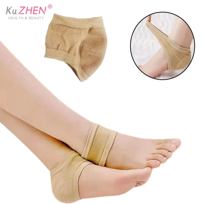 1pair Pure Cotton Moisturizing Gel Heel Socks Anti Cracking Liner Heel Socks Elastic Foot Socks Skin Care Heel Foot Protection