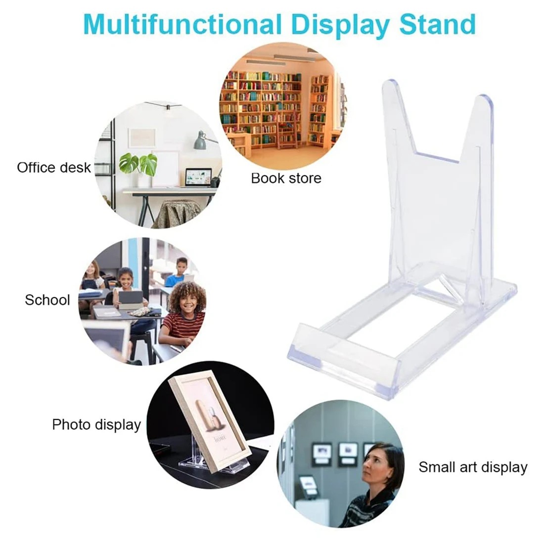 ABDR-20 Pcs Display Stand, Acrylic Plate Stands Adjustable Sliding Clear Display Stand Easel Two Part for Plates,Books