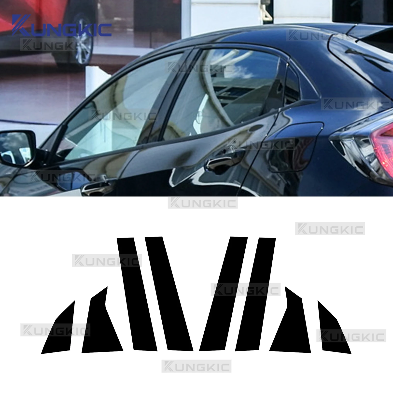 

For Honda Civic 10th Gen 2016 2017-2021 Car Polished Pillar Posts Door Window Trim Cover Moulding Fit B C Column Pillar Sticker