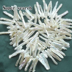 Natural Freshwater Pearl Toothpick Beads Special-shaped White Colorful Thin Stick Through Hole Diy Handmade Necklace Pendant