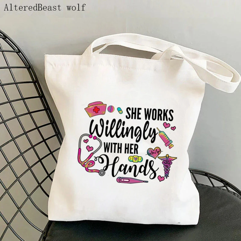 Women Shopper bag She Could change the world so she became a nurse Bag Harajuku Canvas Bag girl handbag Tote Shoulder Lady Bag