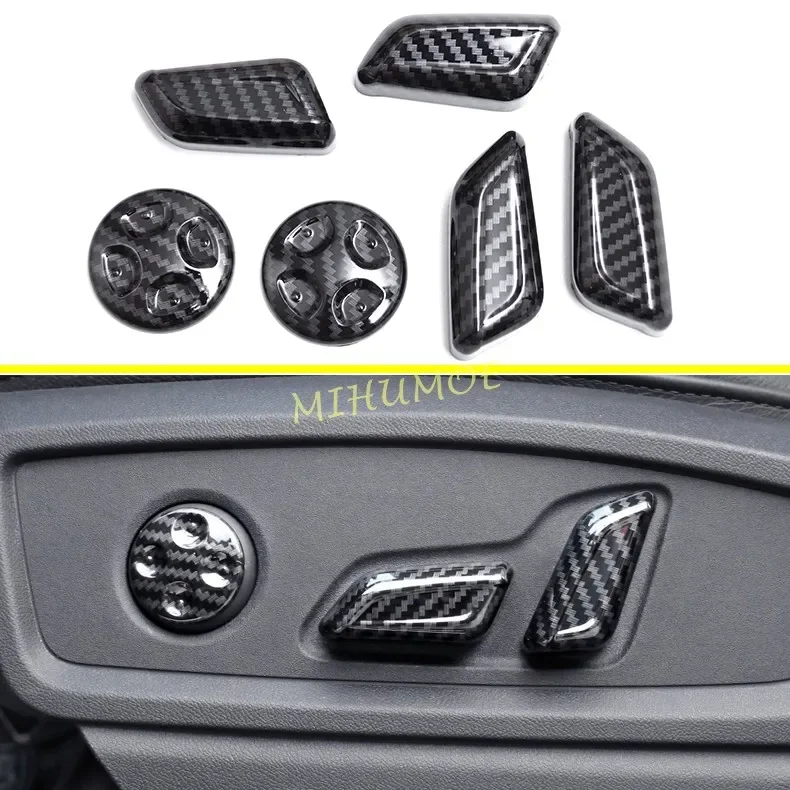 

For 2017-2024 Audi Q5 FY SQ5 Sportback Carbon Fiber Car Interior Front Power Seats Adjustment Switch Cover Trims 2023 2022 2021