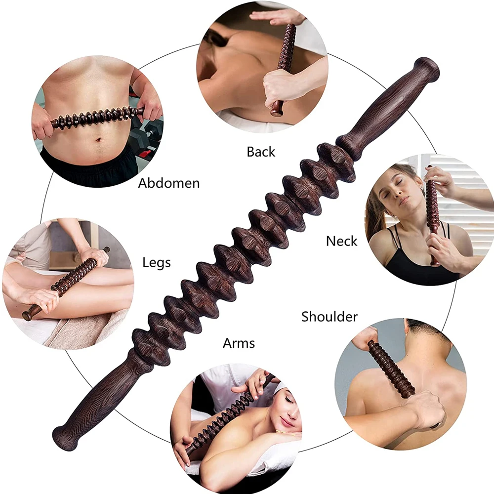 Muscle Roller, Wood Muscle Roller Stick with Trigger Points, Body Muscle Massager Roller for Back Leg, Relieve Muscle Soreness