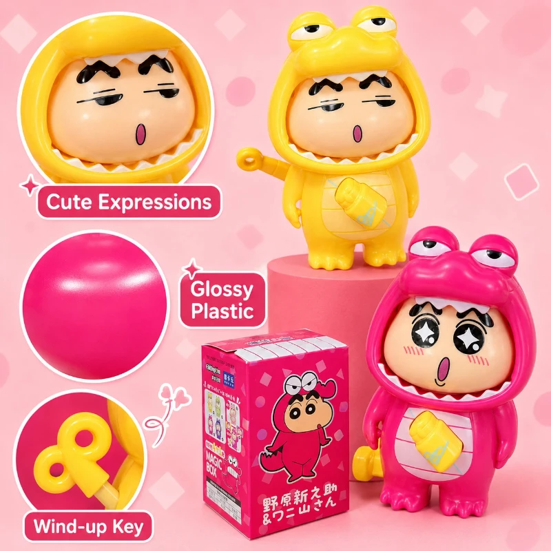 Authentic Crayon Shinchan Blind Box Crocodile Shinchan Transforming Face Collectible Anime Model Toy Press To Change Expression