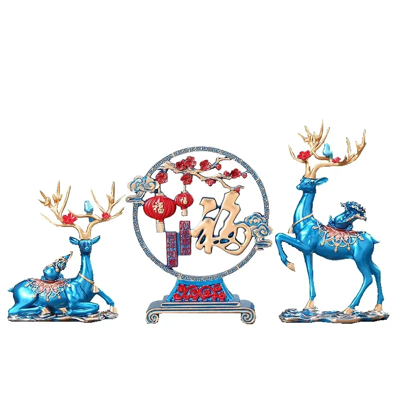

cross-border European living room entrance TV cabinet deer ornament three-piece set