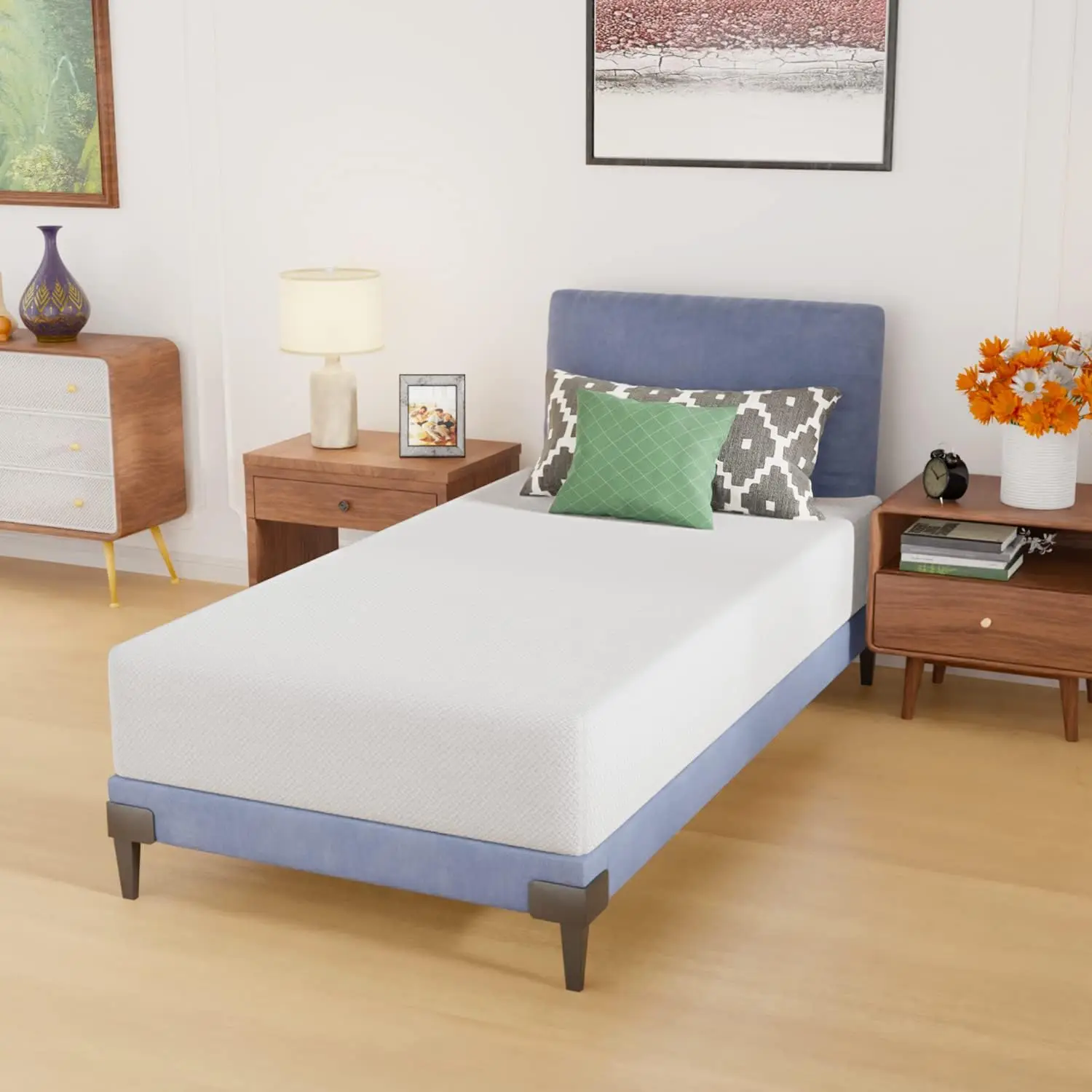 Gel Memory Foam Mattress Medium Firm Mattresses Bed-in-a-Box Pressure Relieving Twin Size Fiberglass Free