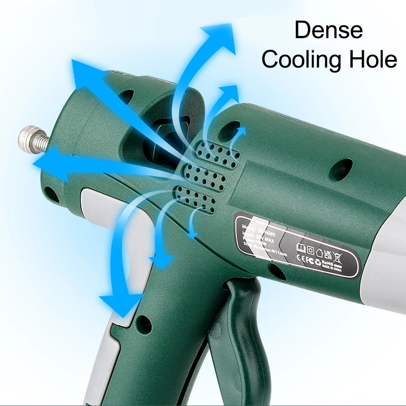 Pistola de pegamento de fusión en caliente inalámbrica, pistola de pegamento con pantalla Digital de 11mm, batería de iones de litio de 18V para