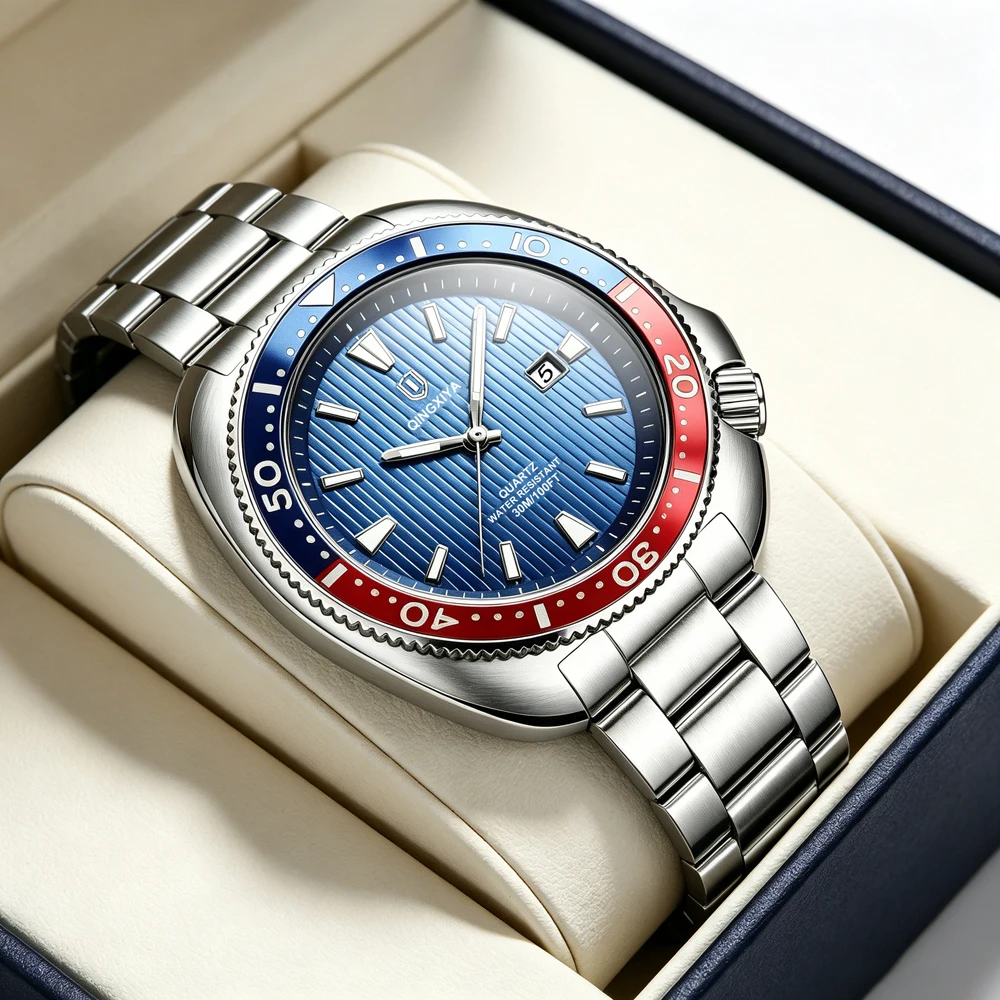 QINGXIYA Man Watch Original Brand Waterproof Quartz Watch Stainless Steel Strap Luminous Date Mens Watches Relogio Masculino