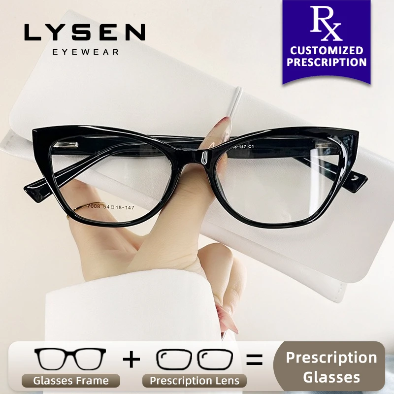 

LYSEN New Fashion Cat Eye Women Prescription Glasses Anti Blue Light Myopia Reading Glasses Customization Progressive Lenses