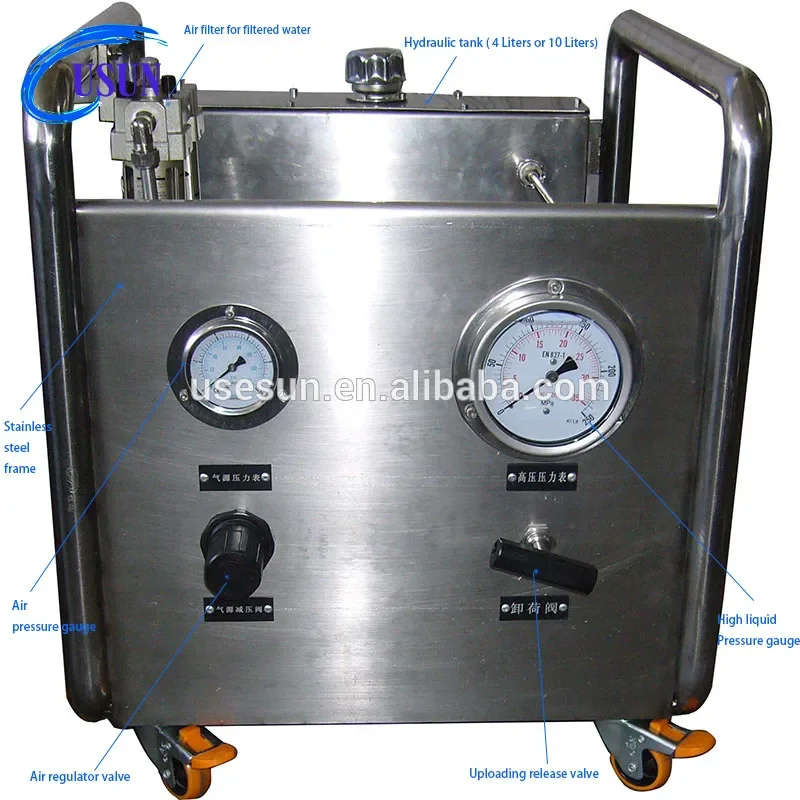 USUN Model:USAH100 500- 800 Bar Output Small air Hydraulic test Pump Bench for Hose /pipe Testing