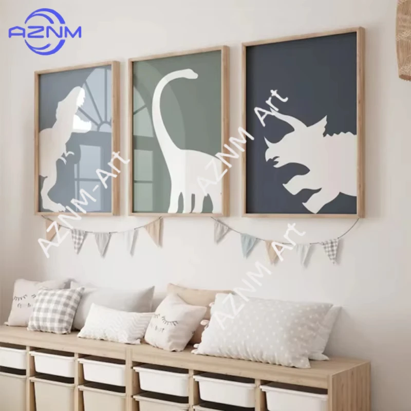

1/3PCS ，Home Decor Tyrannosaurus Rex Poster Canvas Painting Interior Paintings Children's Bedroom Dinosaur Triceratops Living