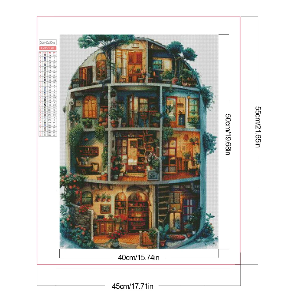 Hosue جزئية AB الماس الحفر المستديرة DIY الماس طقم الطلاء ديكور المنزل 45x55cm #6