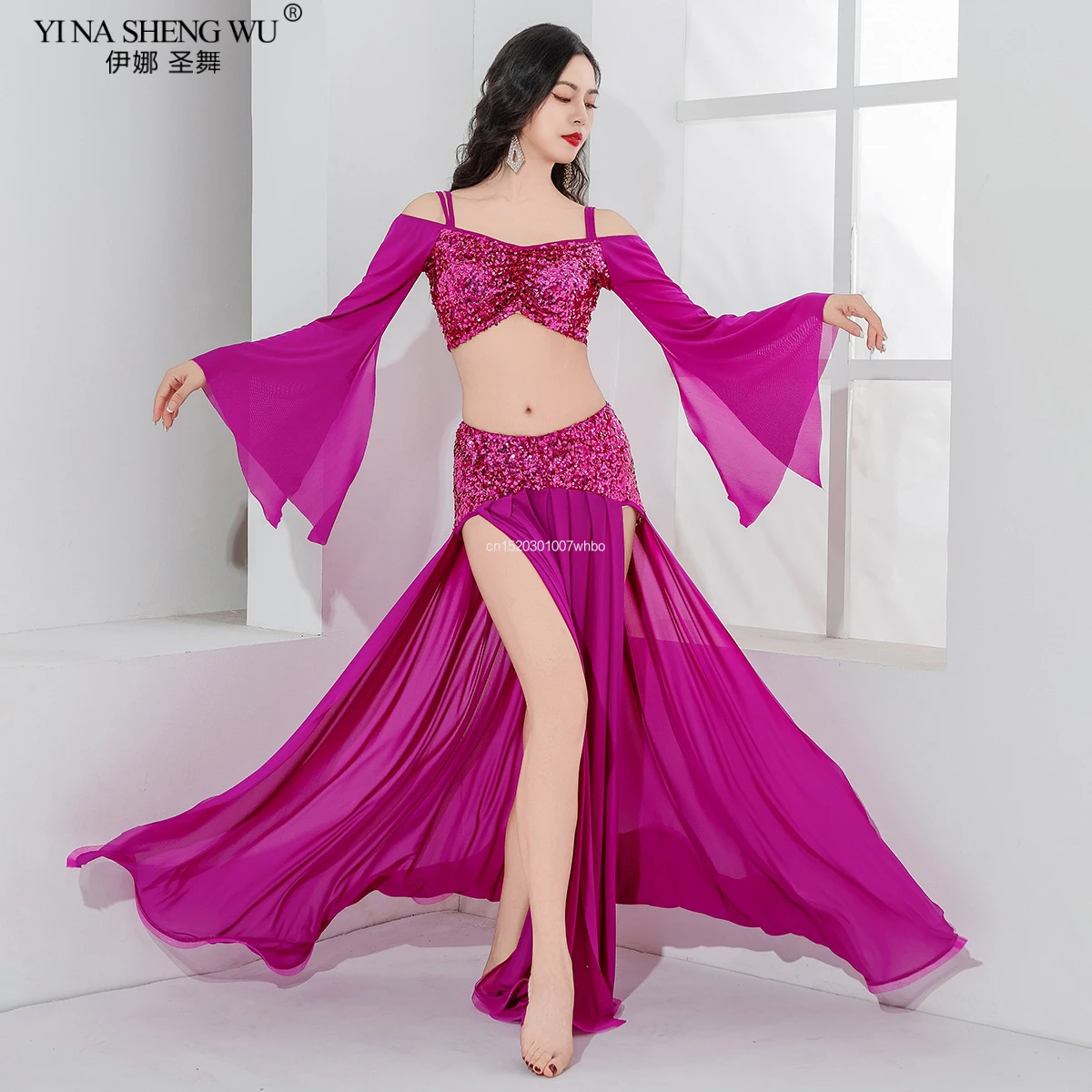 Oriental Belly Dance Costumes Sequins Top Long Skirt Women Belly Dance Practice Suit Peforessional Bellydance Outfits For Women