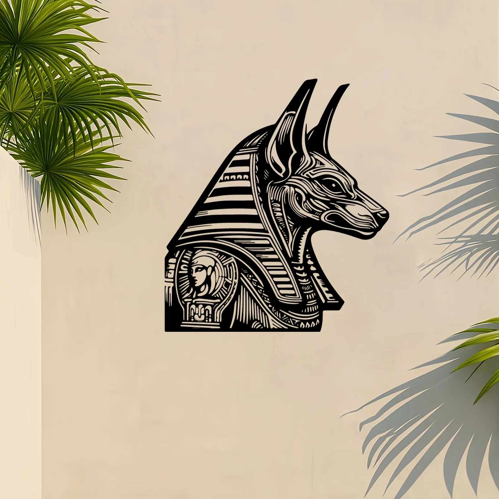 1 Piece of Anubis Metal Wall Art, Weather-Resistant Egyptian Culture Metal Decoration, Indoor Living Room Outdoor Garden Fence Hanging Mural