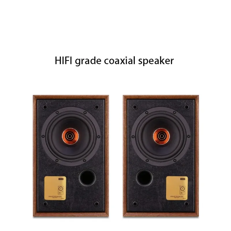 2pcs Fever HiFi 5.25-inch Coaxial Speaker Bookshelf Speaker Desktop Passive Speaker Wooden
