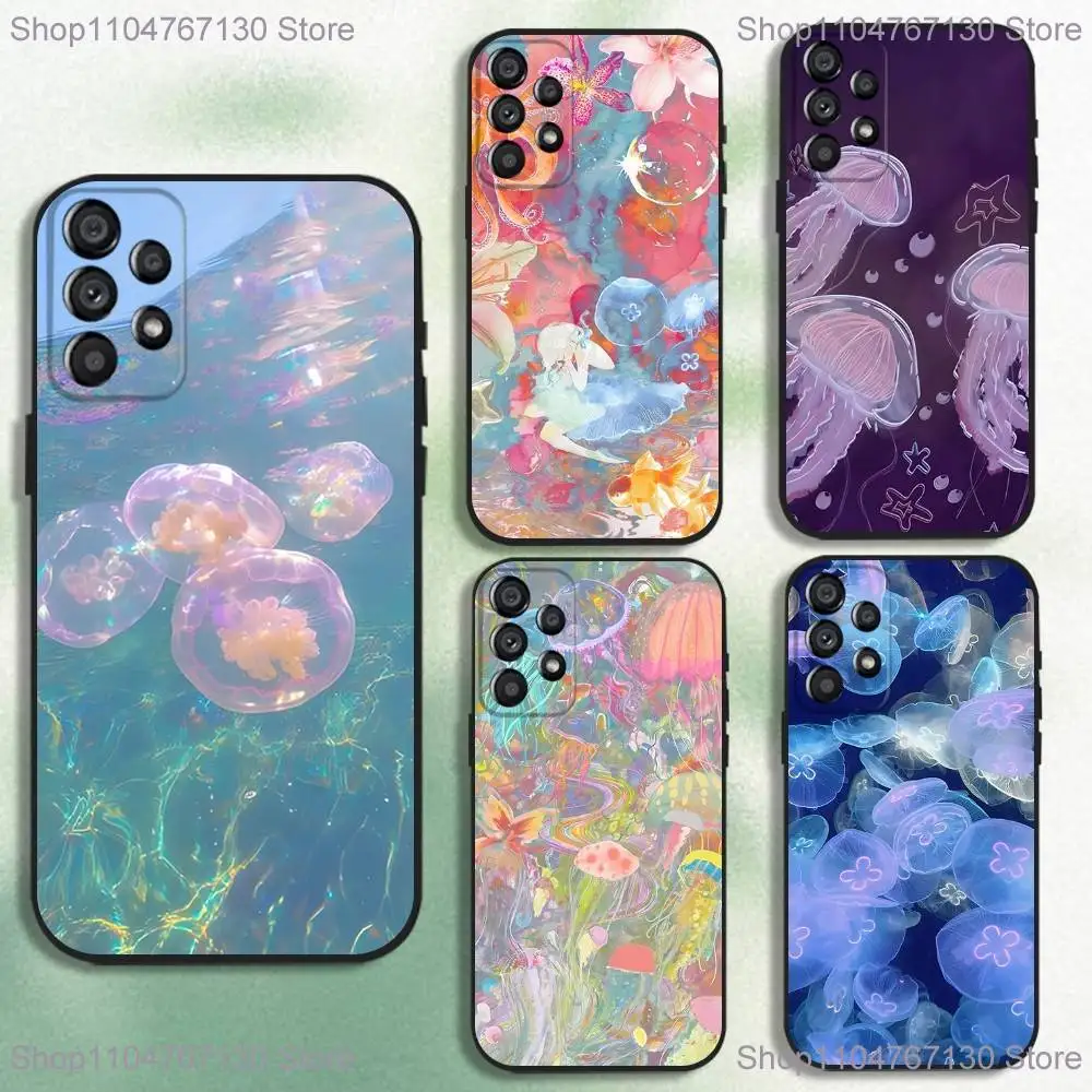 

Pink Jellyfish Phone Case For Samsung Galaxy A20,A21s,A22,A31,A32,A52,A53,A72,73,A80 Soft Black Cover