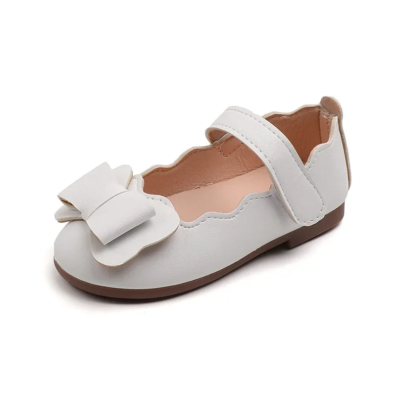 Chaussures en cuir avec nœud papillon pour filles, chaussures pour enfants, bouche peu profonde, semelle souple, robe de princesse, appartements décontractés, mode printemps, nouveau, 2023