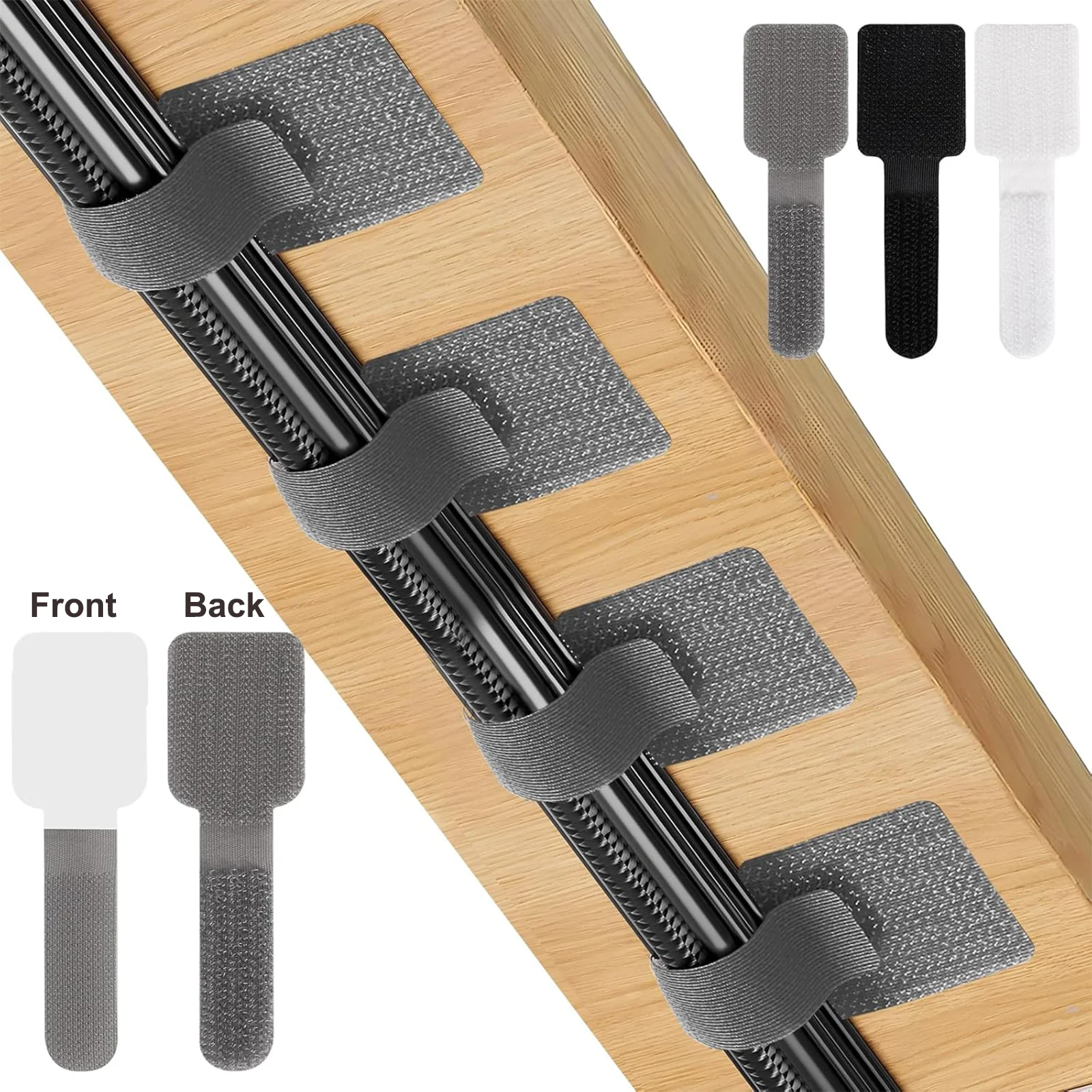 10Pcs Reusable Self-Adhesive Cable Ties Adjustable Hook Loop Wire Organizer Straps for Home Office Desk Cord Management