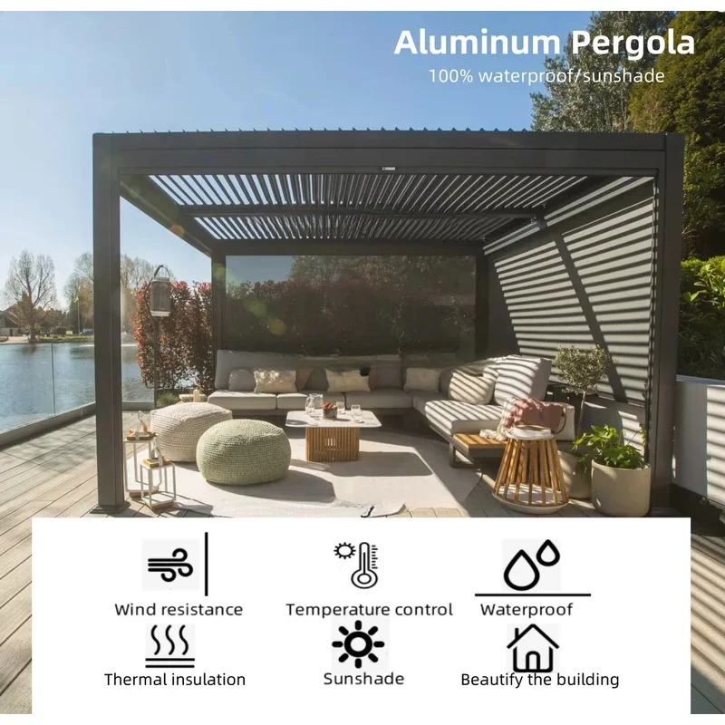 Deposit Price 3x Bioclimatic Aluminium Louvered Pergola with Adjustable Rainproof Patio Roof Gazebo