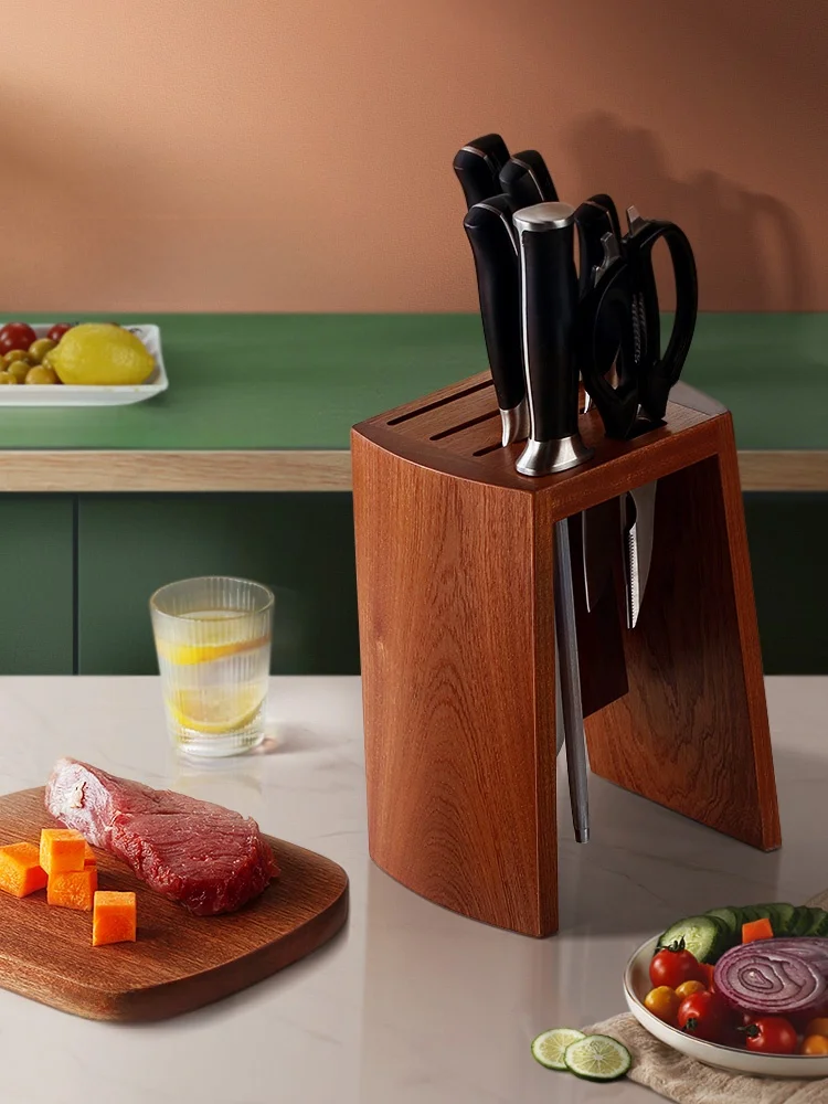

Деревянная подставка для ножей для домашнего использования, органайзер для кухонной столешницы, многофункциональный держатель для инструментов, подставка для ножей с защитой от плесени, разделочная доска
