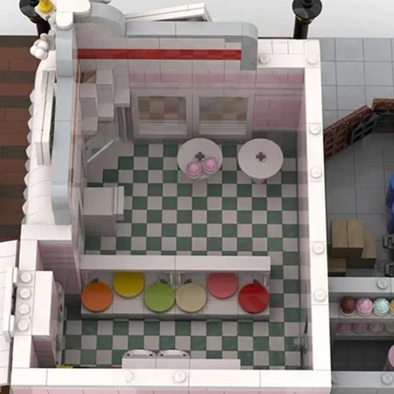 2496 قطعة MOC الآيس كريم متجر وحدات نموذج اللبنات لعبة العمارة لتقوم بها بنفسك فكرة إبداعية هدايا عيد الميلاد التعليم عيد ميلاد #5