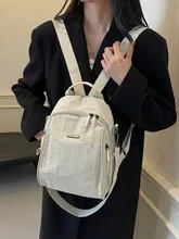 Women Small Backpack Nylon Waterproof Mini Shoulder Bag Multi-Pocket Lightweight Casual Travel Daily Commute Handbag Rucksack