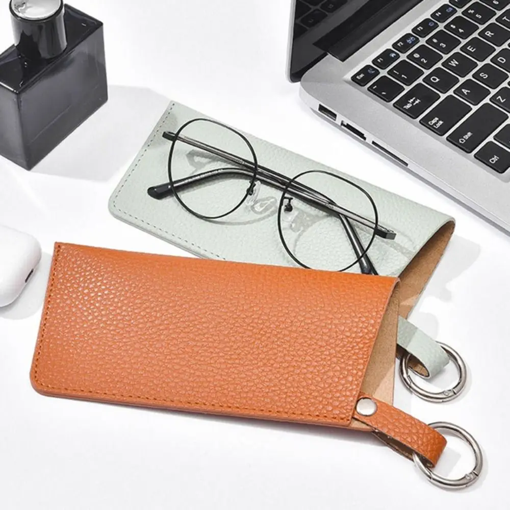 

Sunglasses Pouch Pu Leather Glasses Bag With Keyring Eyewear Protector Case Glasses Storage Bag Glasses Clip Korean Style