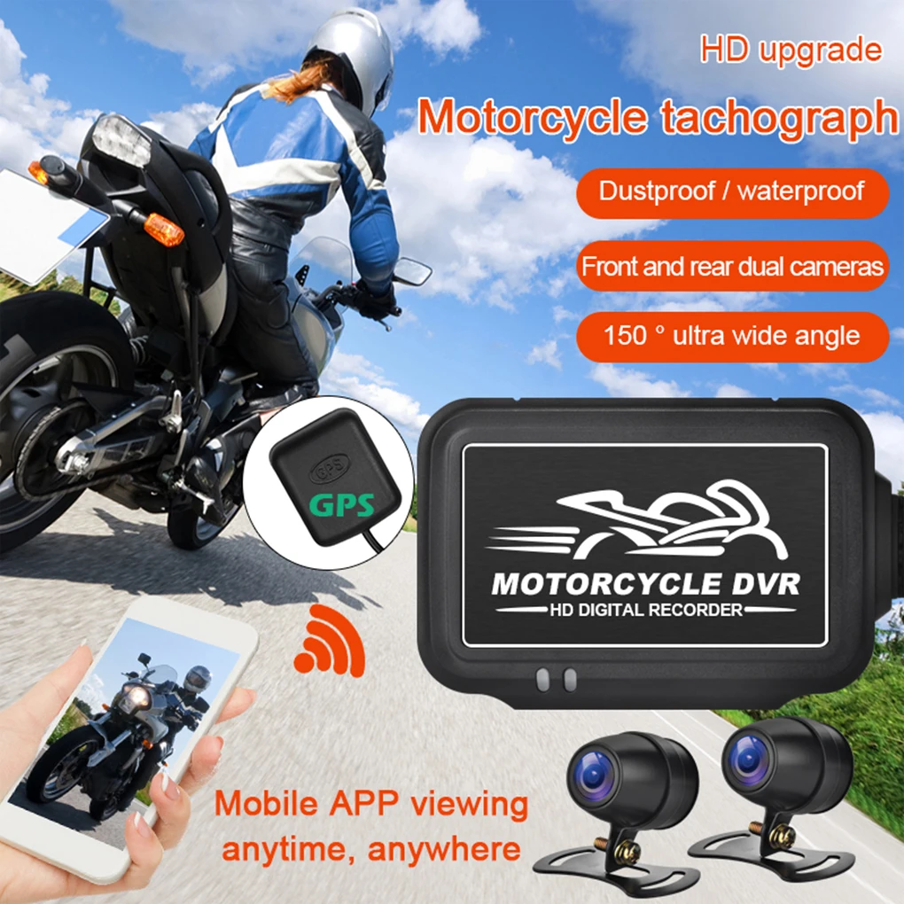 Motorcycle Camera Removable WiFi Waterproof 120 Degree Loop Recording APP Playback Memory Card Camcorder Recorder