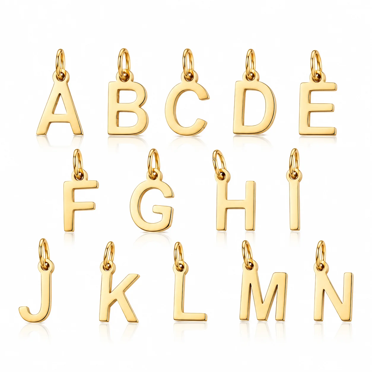 5Pcs Mini Alphabet Charms Stainless Steel ABC Letter Pendants  A-Z Jump Ring Capital Earrings Necklace Dangle DIY Jewelry Making