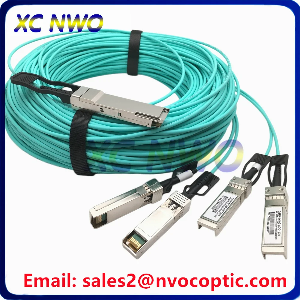 40G QSFP to 4x10GSFP+ AOC Cable, 40Gbps-4*10G SFP Aqua OM3 100M Active Optical Cable Compatible with Cisco Code